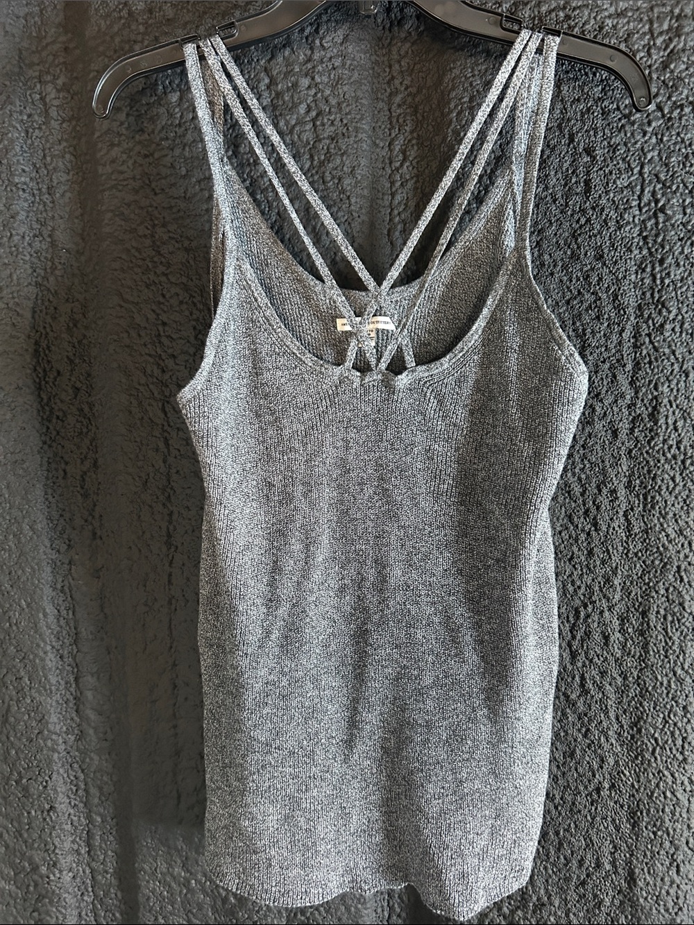 American Eagle Outfitters Gray Strappy Knit Tank